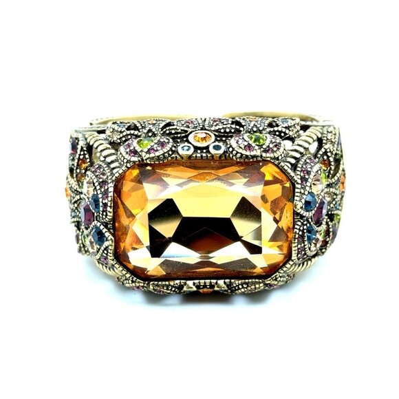 Stunning Heidi Daus Citrine Colored Statement Cuff - Picture 1 of 9